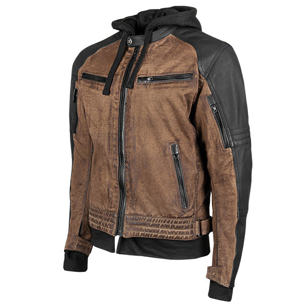 S&S STRAIGHT SAVAGE LEATHER/CANVAS JACKET